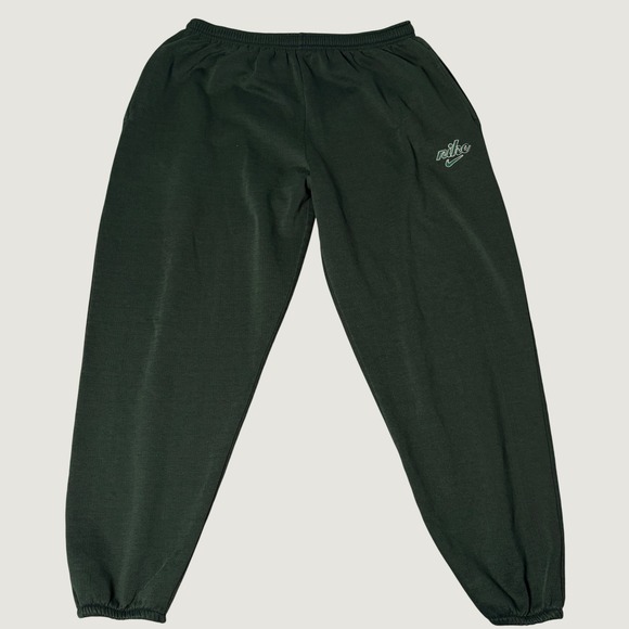 Nike Other - Nike Script Logo Sweatpants Mens Forest Green Elastic Waist Cuffed Joggers 32x27